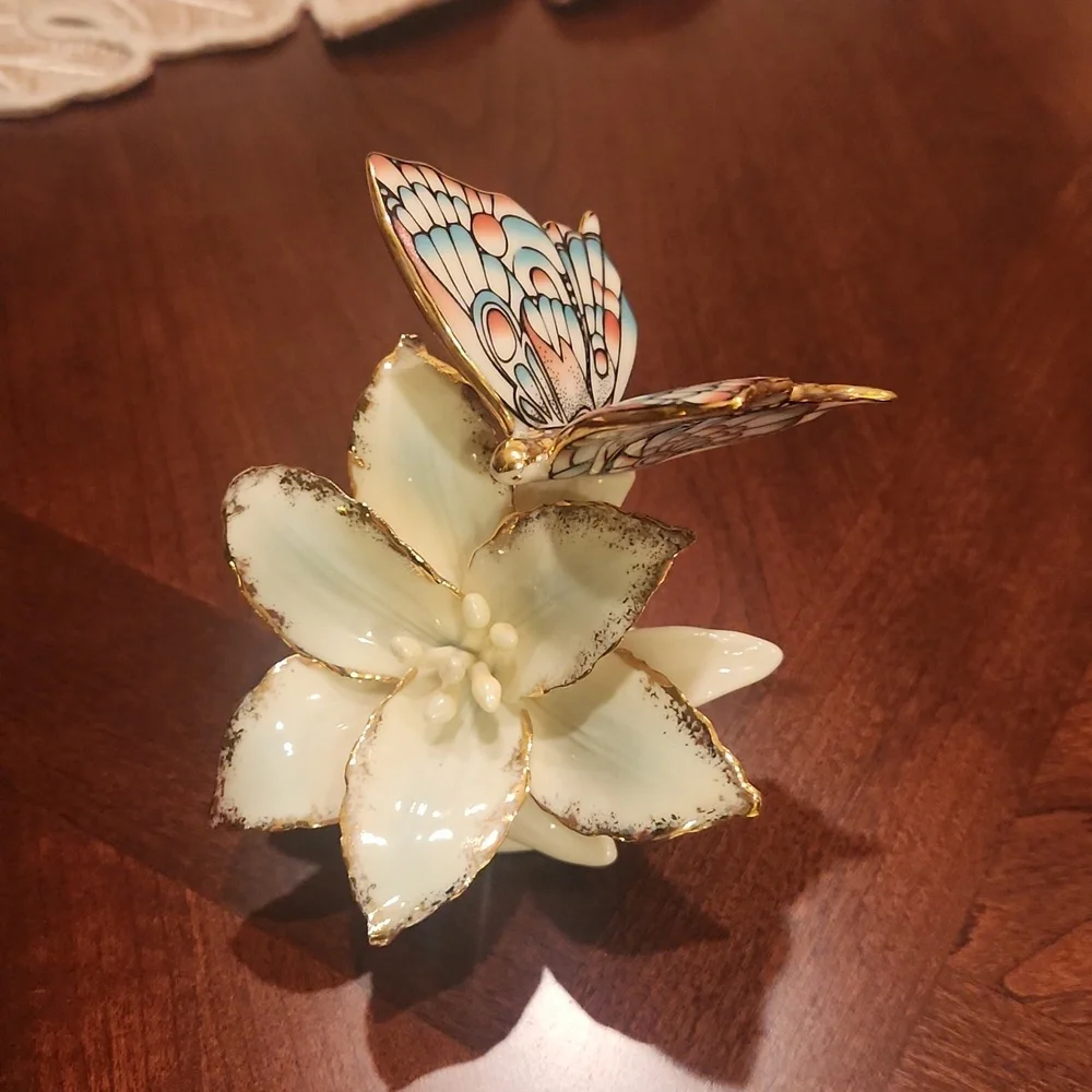 Lenox Butterfly and Flower Figurine with Gold Accents - Picture 2 of 6
